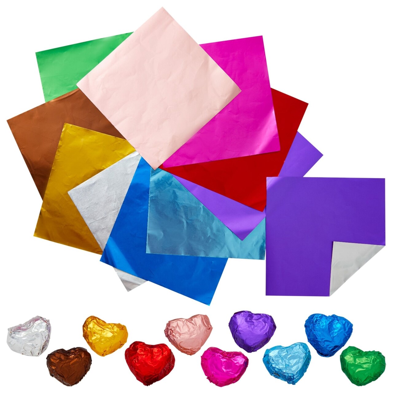 Aluminum Foil Wrappers for Candy and Chocolate (4 In, 10 Colors
